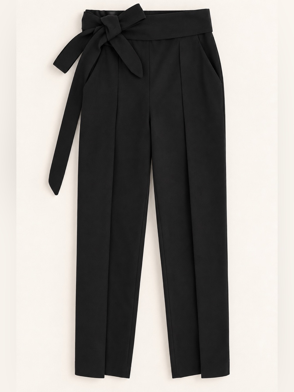 Wilfred Black Dress Pants / High-Waist Tapered Wide Leg Pants with Waist Tie
